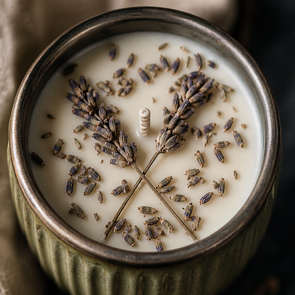 Lavender Protection / Peace Candle close-up detail